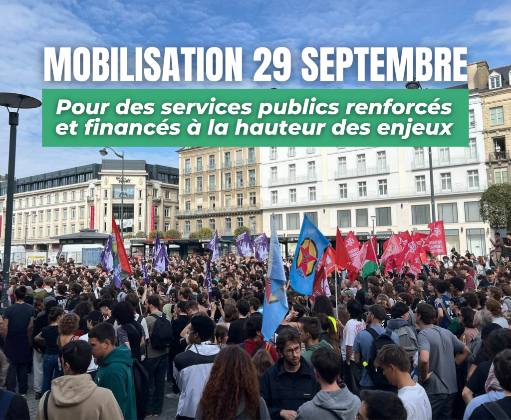 Image de la mobilisation du 29 septembre à Rennes pour les services publics