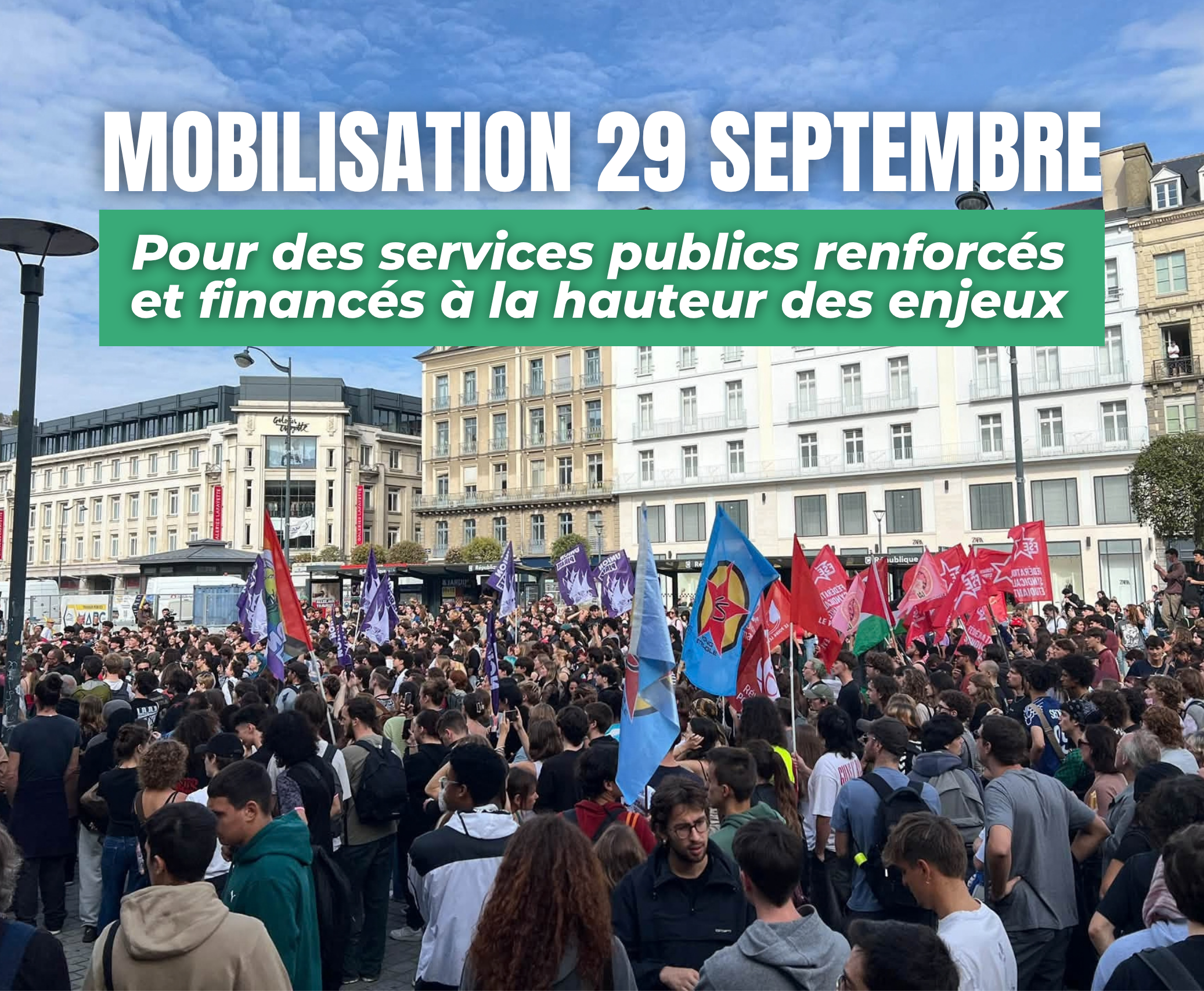 Image de la mobilisation du 29 septembre à Rennes pour les services publics